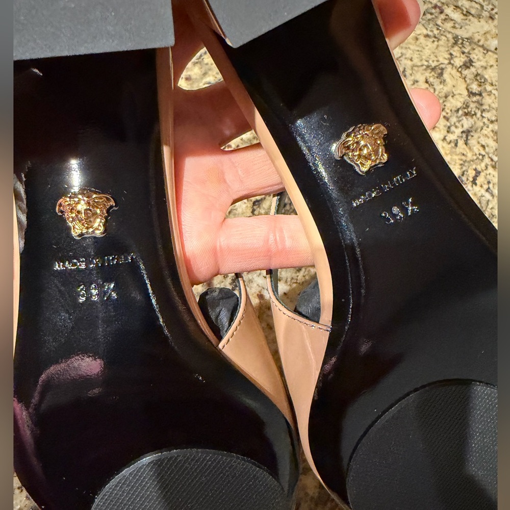 Versace Women's Nude Slingback Heels - Picture 10 of 10